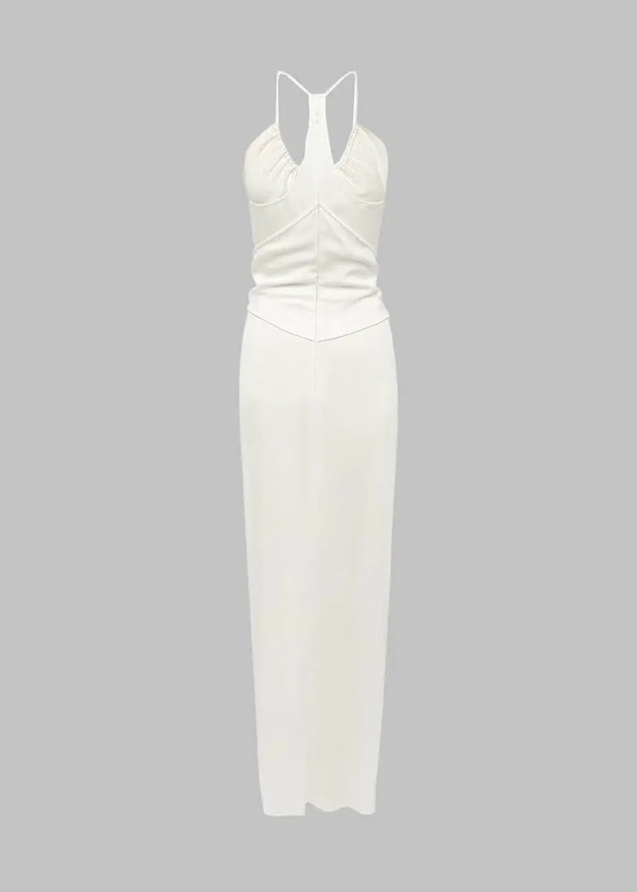 Christopher Esber Multi Panel Disconnect Ruched Halter Dress White Size 10 AU photo 3