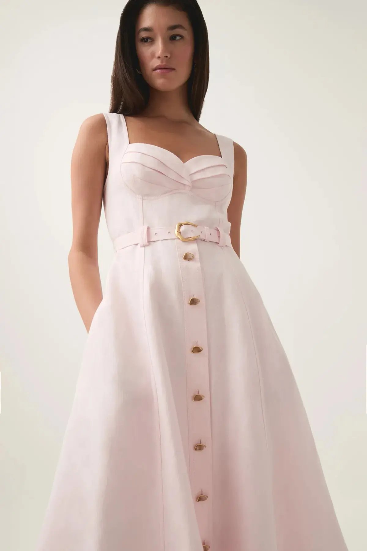 Aje Primary Belted Midi Blush AU Size 8 photo 3