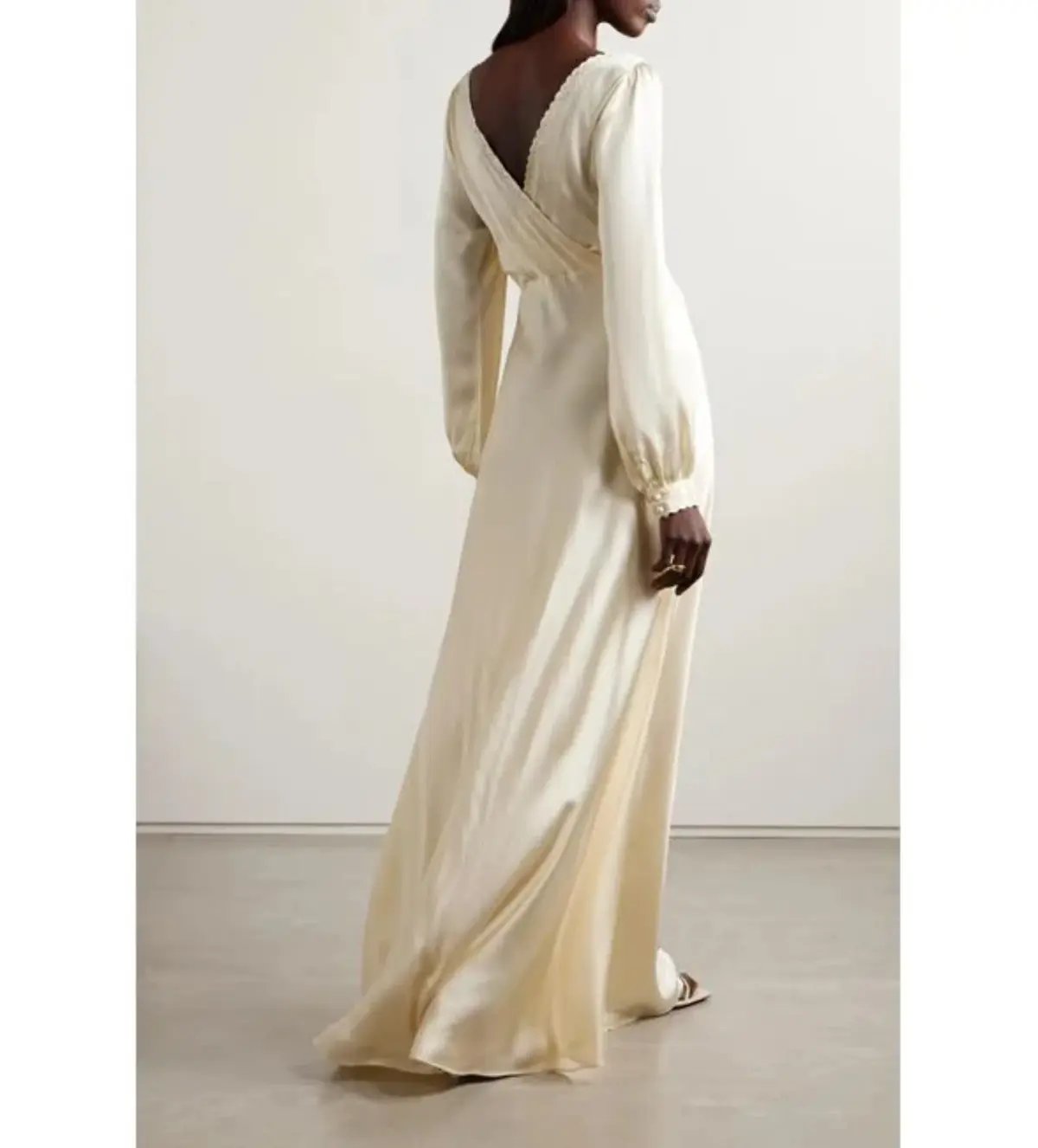 Doen Fiora Bioderie Silk Maxi Dress Cream Size S / Size AU 8 photo 2