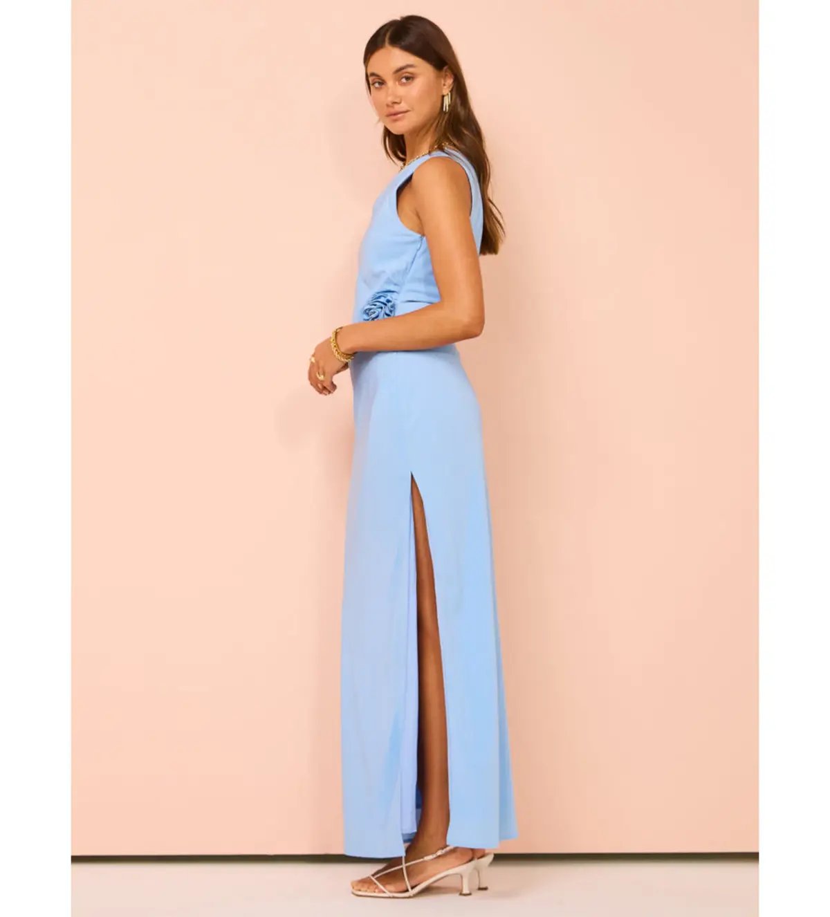 Issy Off Shoulder Flower Maxi Dress in Blue Size M / AU 10 photo 2