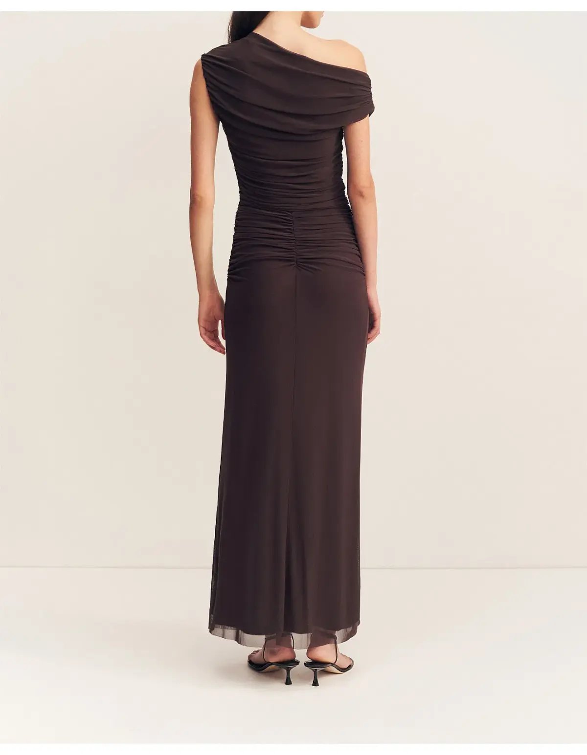 Shona Joy Mira Off Shoulder Maxi Dress Chocolate Brown Size 6 photo 3