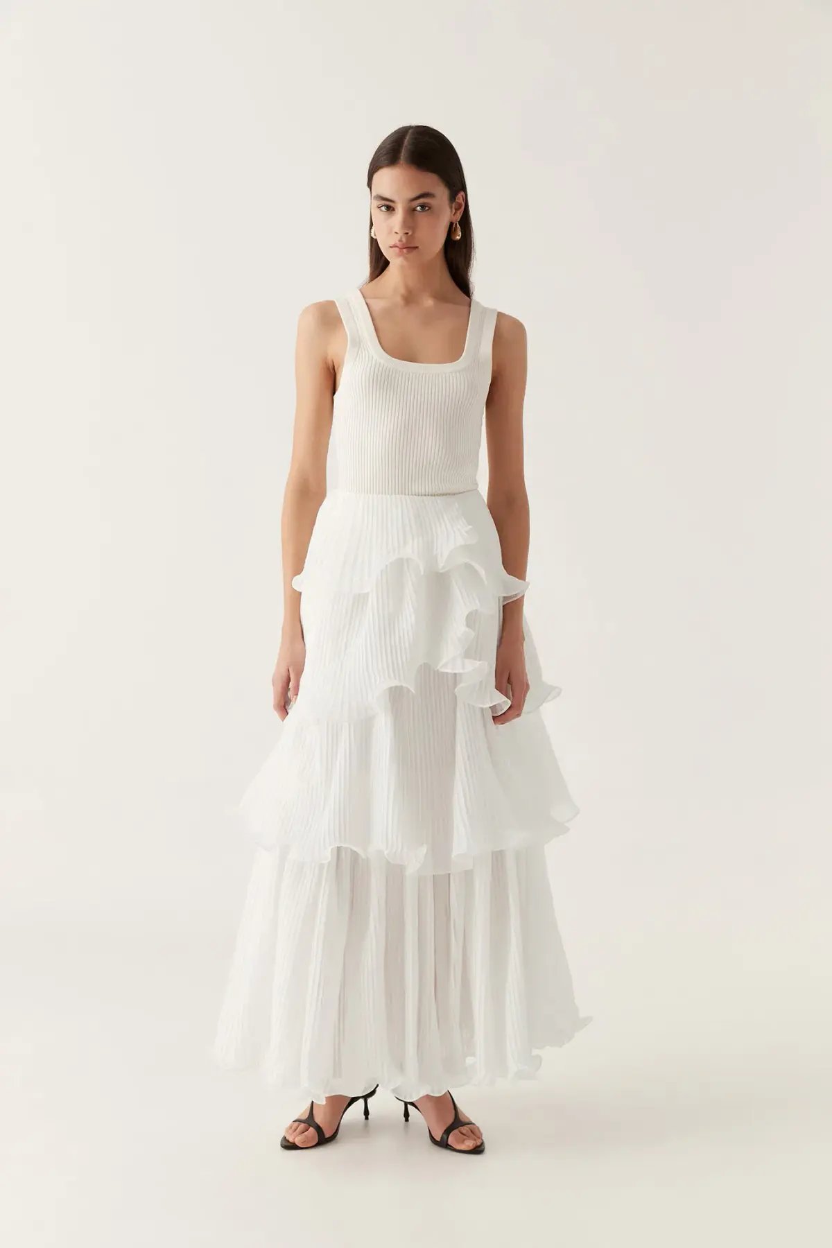 Aje Cosmos Tiered Maxi Skirt Ivory Size 12 photo 2