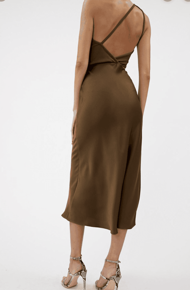 Christopher Esber Rib Bias Midi Dress Olive Size 6 photo 2