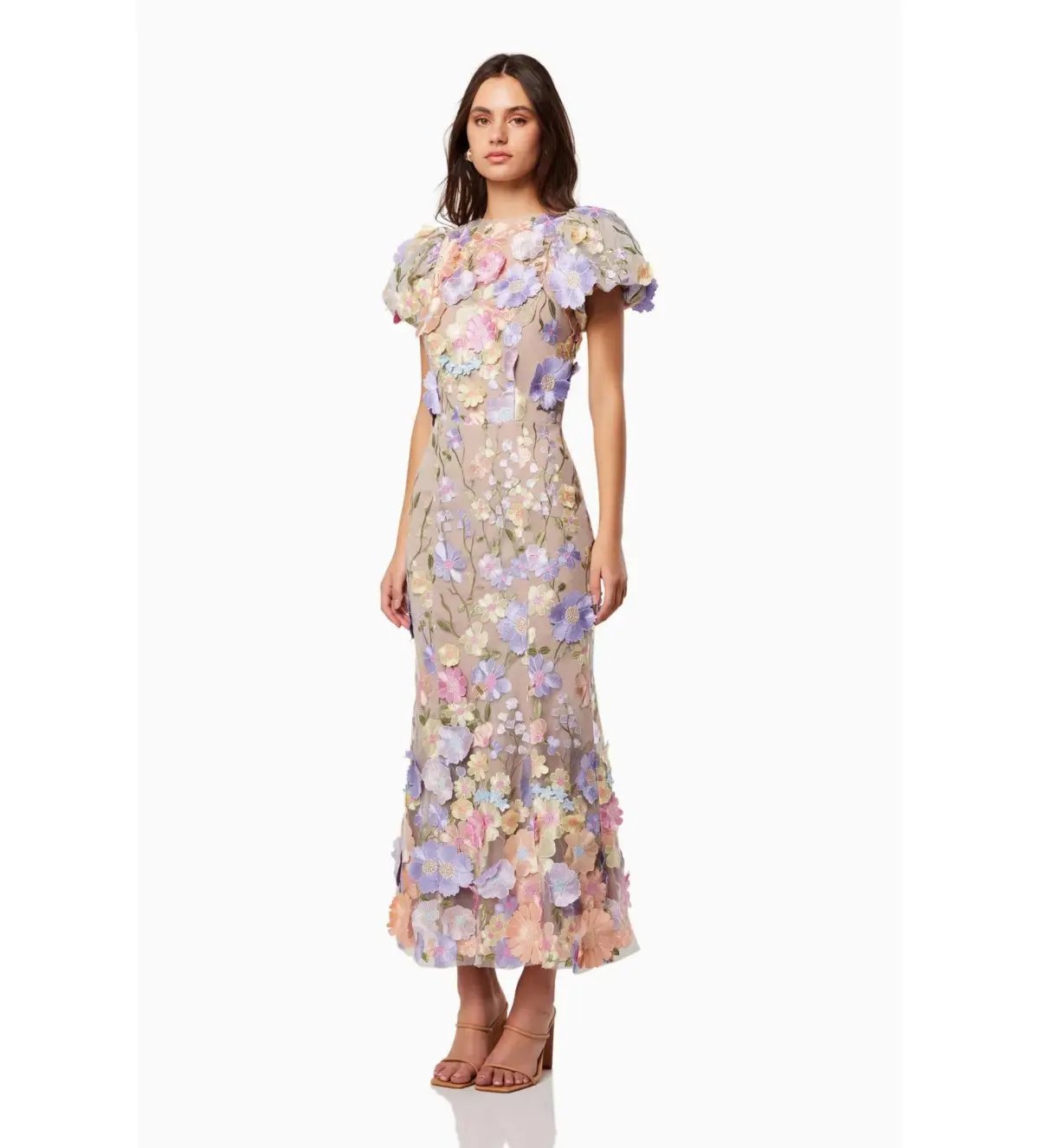Elliatt Astraea 3D Lace Maxi Dress in Purple Size M / AU 10 photo 3