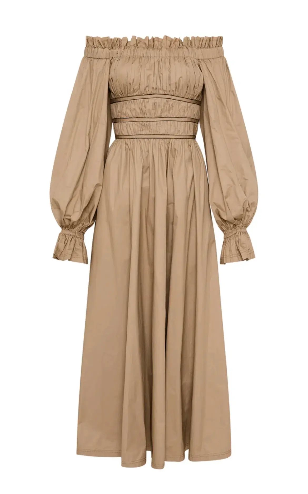 Aje Wattle Off Shoulder Midi Dress Taupe Grey Size 12 photo 5