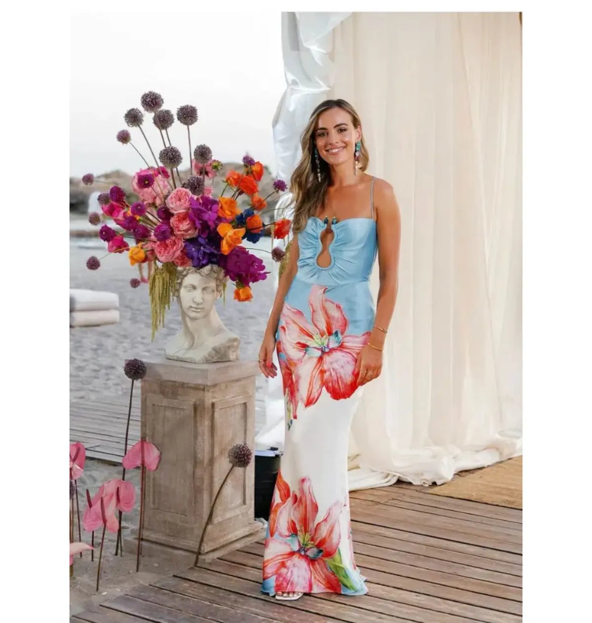 Rebecca Vallance Orchid Oasis Strap Gown Print Size AU 8 photo 5