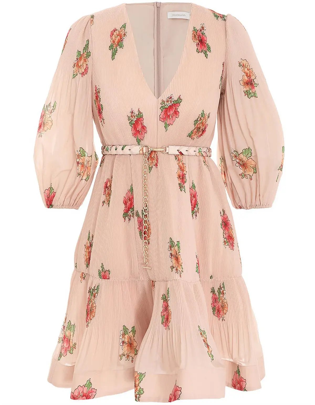 Zimmermann Pleated Mini Dress Blush Floral Size 1 photo 9