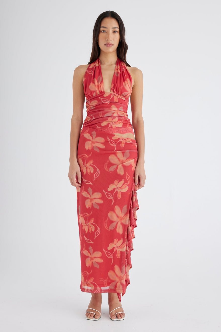 Benni Penelope Halter Maxi Dress - Hibiscus Floral photo 2
