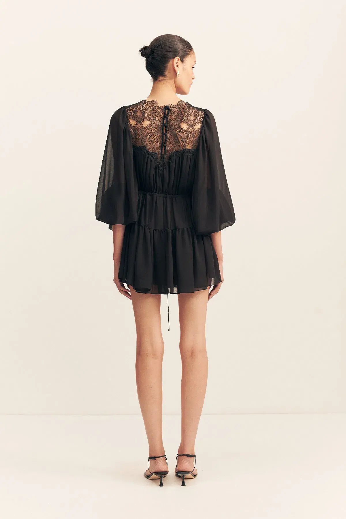 Shona Joy Emory Long Sleeve Mini Dress in Black Size 16 photo 3