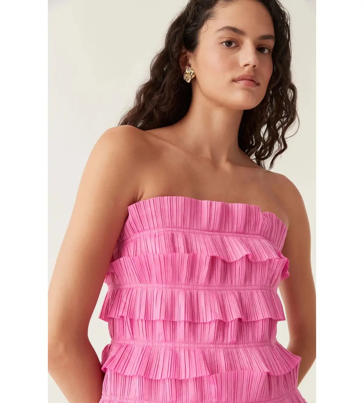 Aje Palladium Ruffled Mini Dress Muted Fuchsia Size S AU 8 photo 3