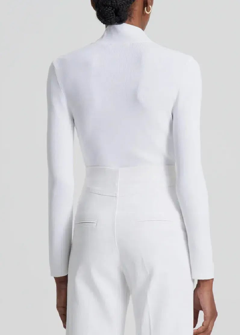 Scanlan Theodore Crepe Knit Button Polo in White Size 12 / L photo 5