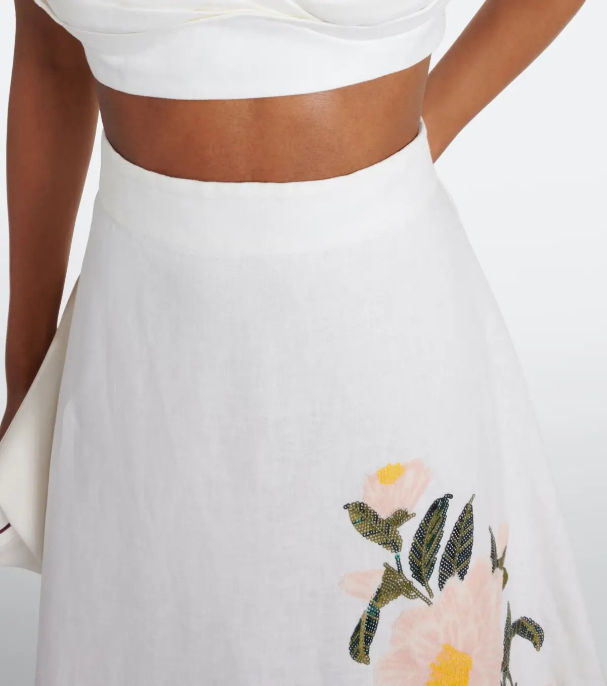 Zimmermann Natura Bralette and Flare Skirt Set Ivory Camellia Size 12/2 photo 2