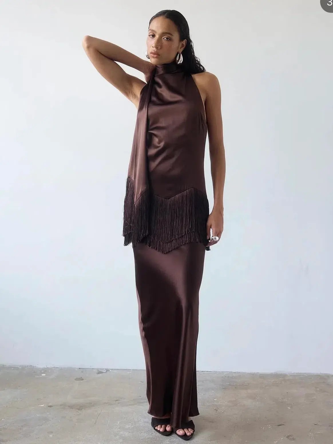 De Le vali KHAMSIN MAXI DRESS IN CEDAR SILK SATIN size 6 photo 3