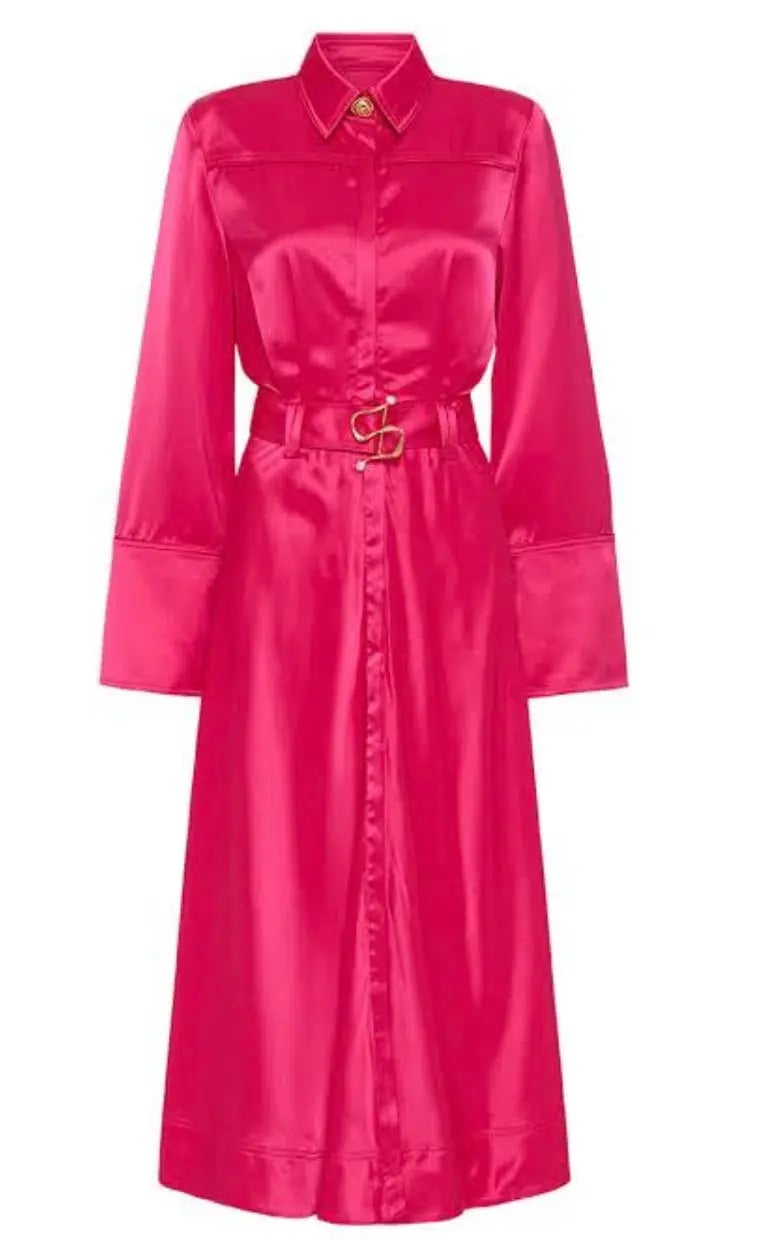 Aje Echo Belted Midi Shirt Dress Hot Pink Size 4 / XXS photo 4