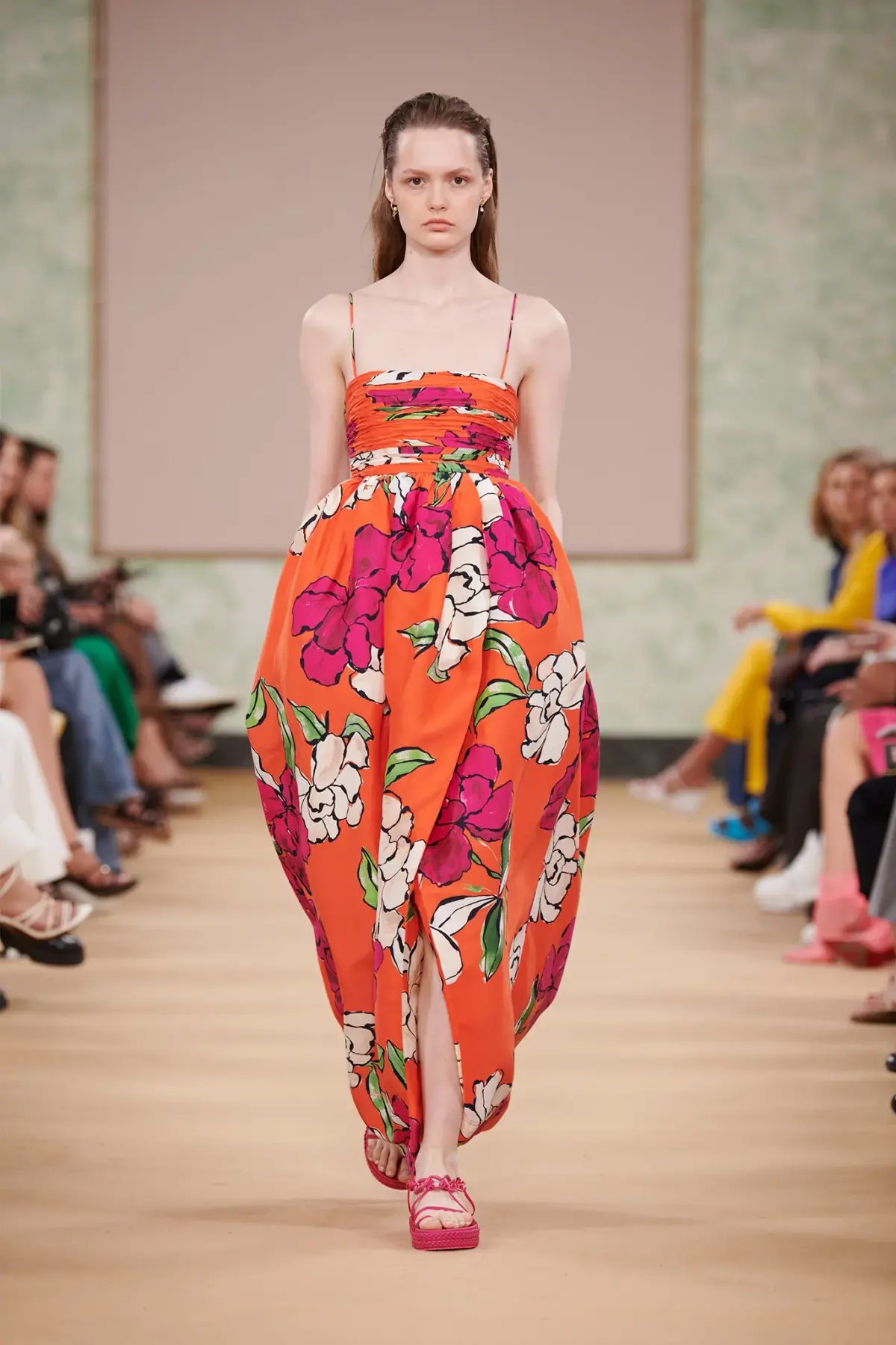 Aje Monument Tulip Vivid Camellia Maxi Dress Orange Floral Linen Size AU 6 photo 2