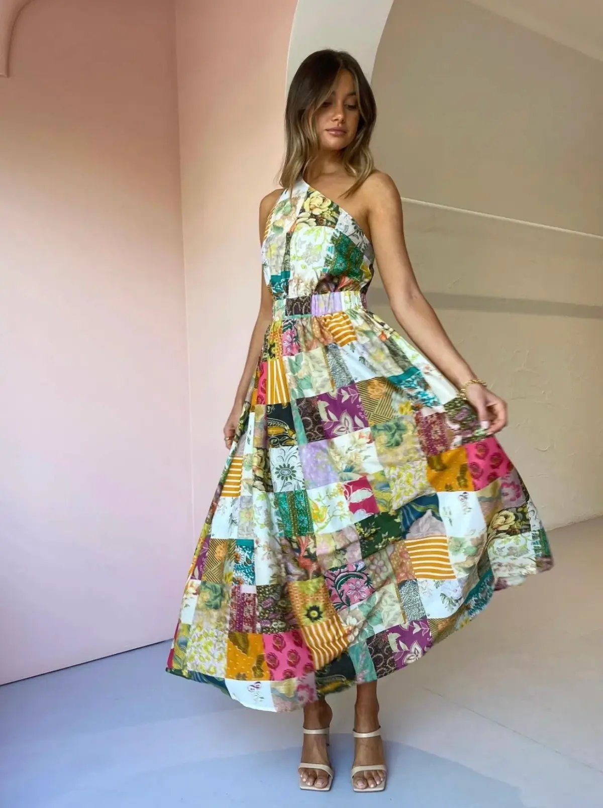 Alemais Hattie One Shoulder Midi Dress Print Size 8 photo 3