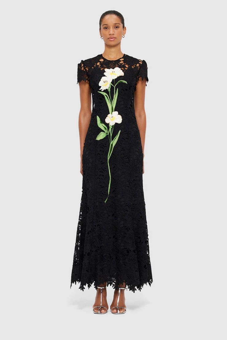 Leo Lin Monique Embroidered Lace Maxi Dress - Ebony photo 2