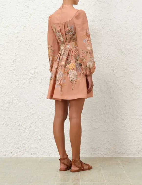 Zimmermann Tallow Plunge Mini Dress Pink Size 3 / AU 10-12 photo 2