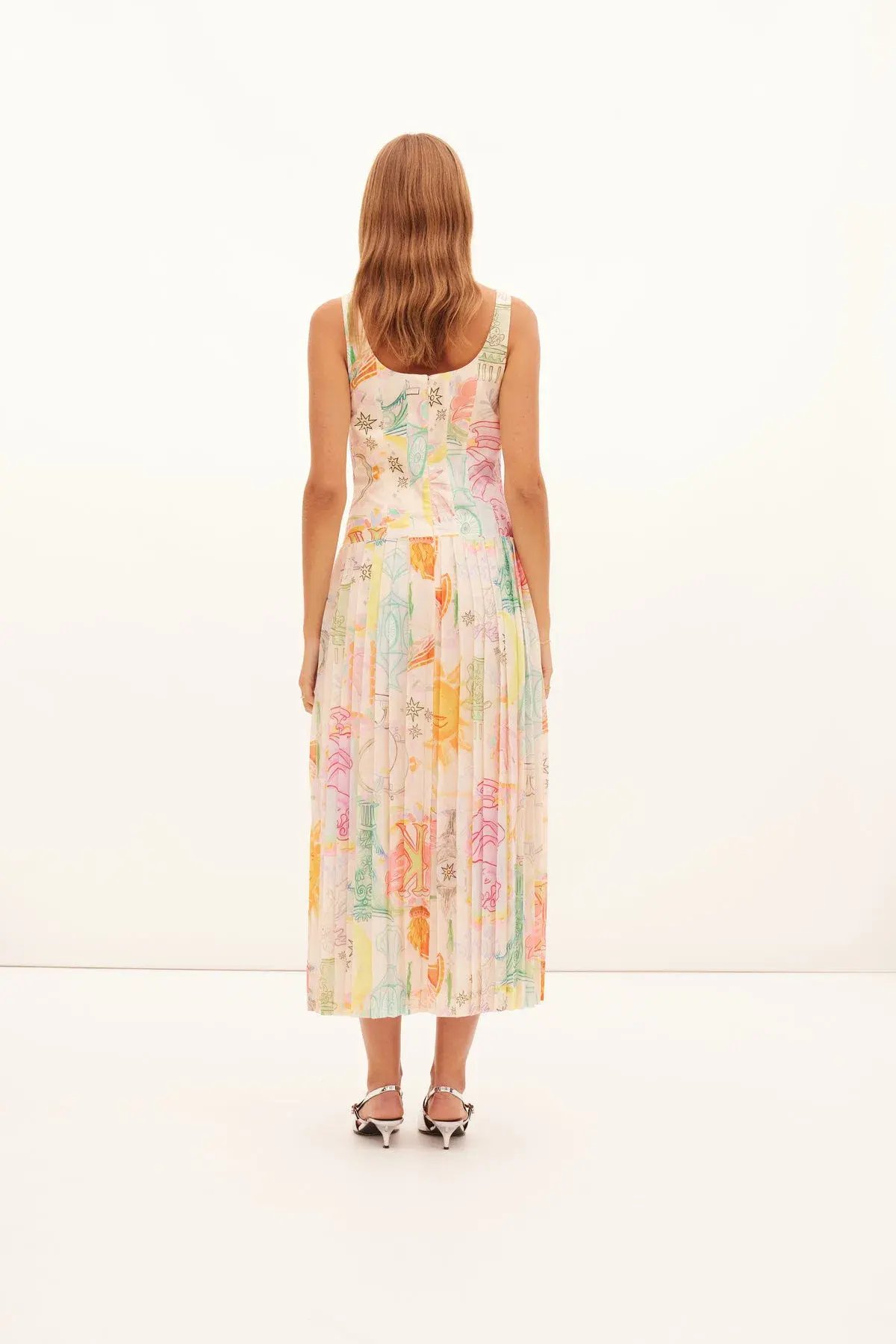 Kate Ford  Ethelinda Pleated Corset Midi Dress Solstice Print Size 4 / AU 14 photo 3