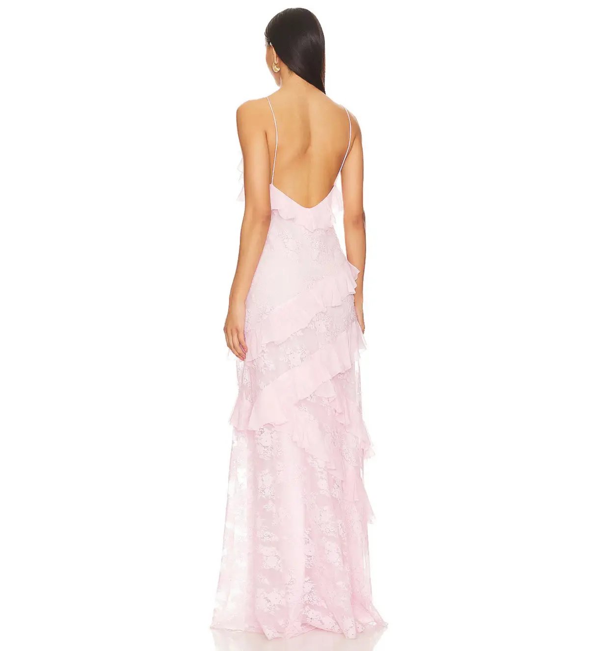 LoveShackFancy Rialto Floral Chiffon Maxi Dress Rose Latte Size AU 8 photo 3