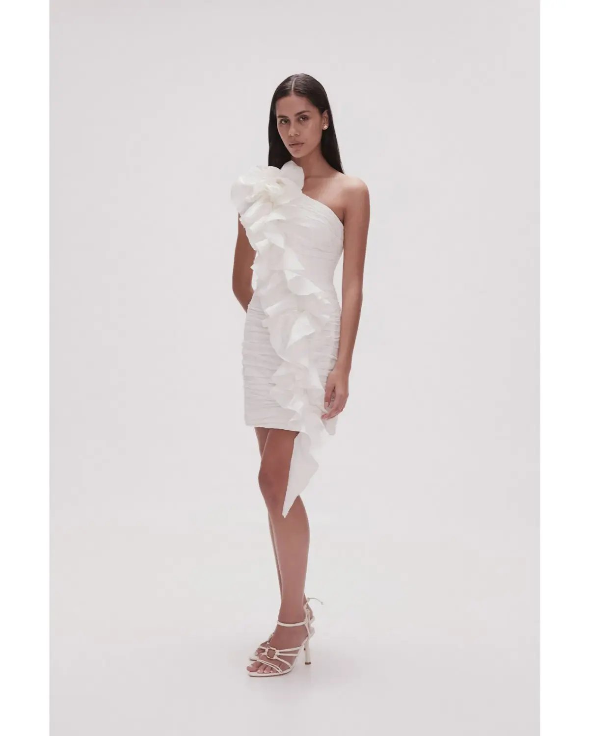 Aje Adelia Ruffle Mini Dress Ivory Size AU 12 photo 2