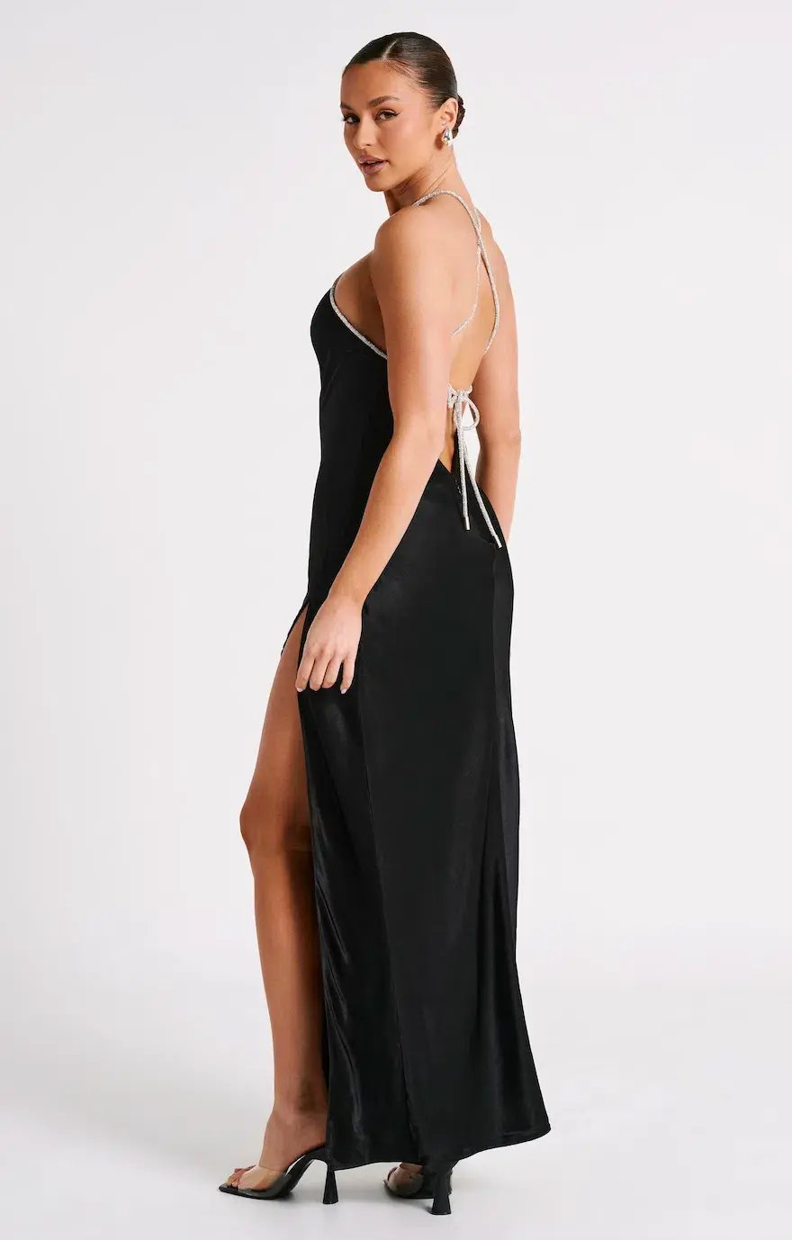 Meshki Louise Diamante Rope Maxi Dress Black Size 6 photo 3