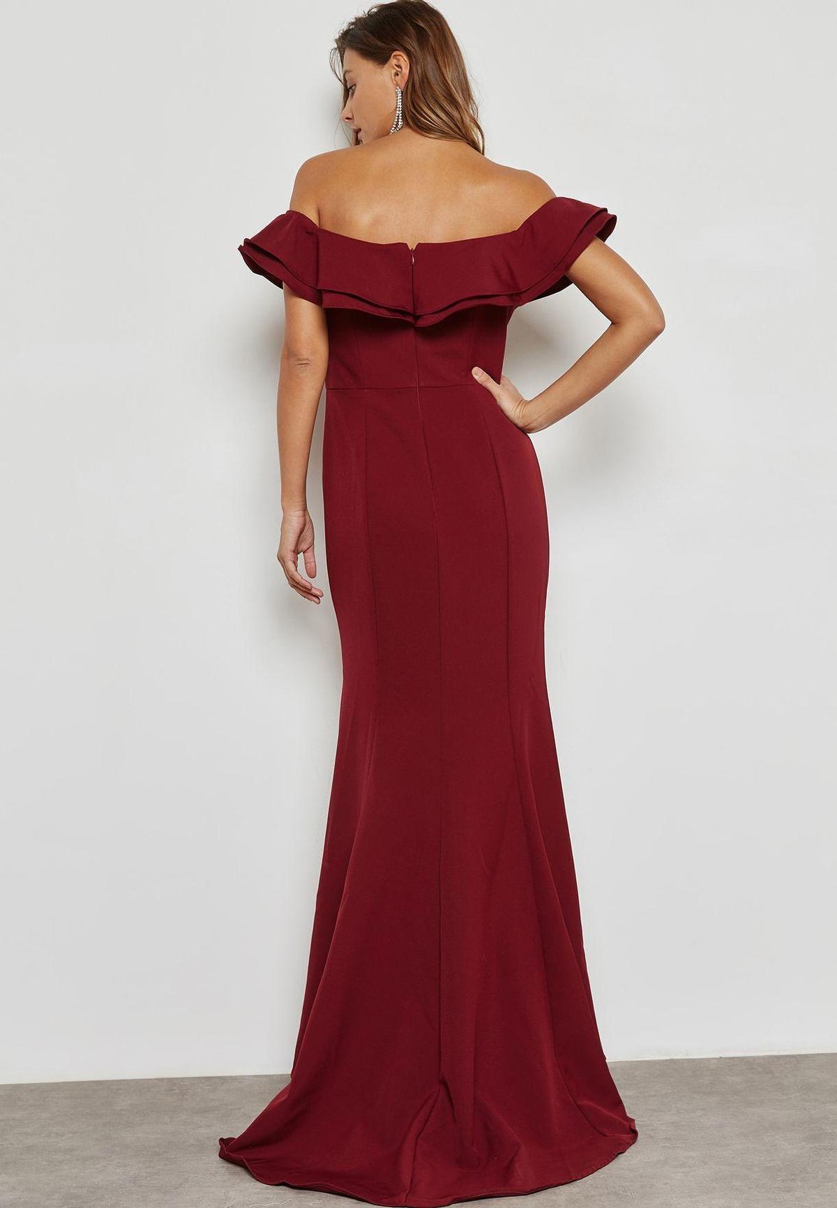 Jarlo Bardot Slit Dress Red Size 10 photo 2