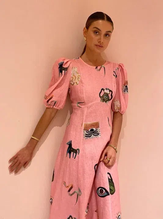 Alemais Cleo Midi Dress Pink Size 8 photo 2