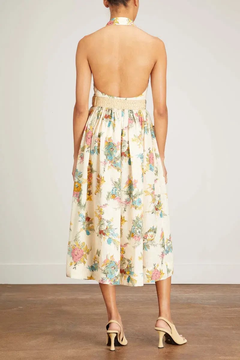 Zimmermann Clover Halter Shirt Midi Dress Honey Floral Size 1 / AU 10 photo 2