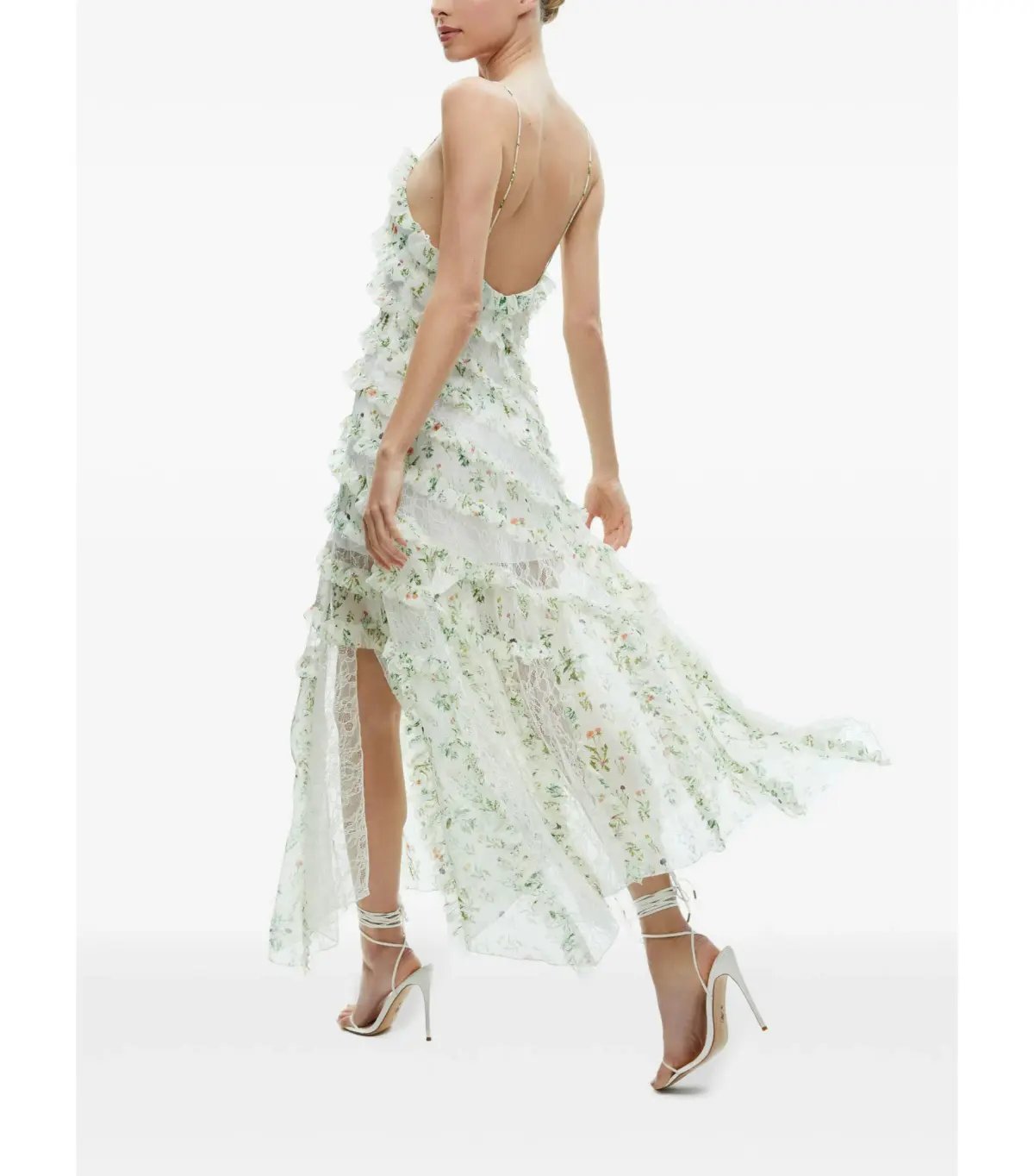 Alice + Olivia Sondra Ruffled Maxi Dress Floral Size AU 10 photo 3