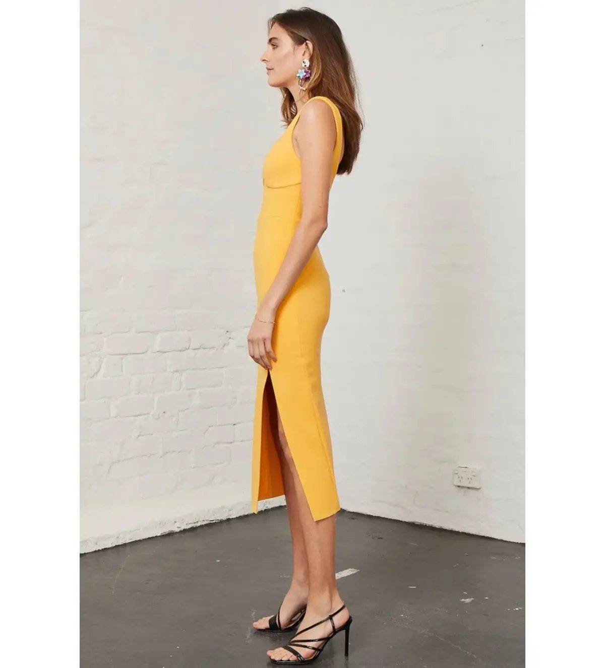 Bec and Bridge Elle Midi Dress Mango Yellow Size AU 12 photo 2