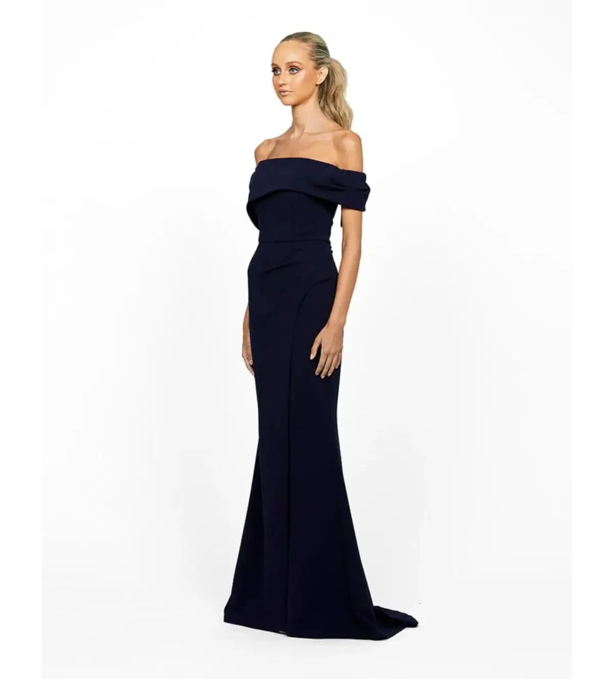 Bariano Candlelight Off Shoulder Maxi Gown Navy Size 12 photo 2