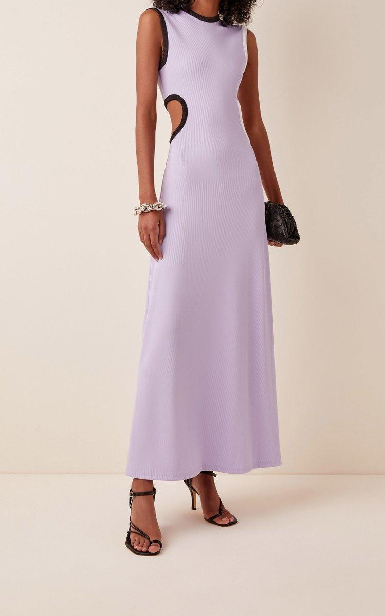 Christopher Esber Fran Cutout Ribbed Knit Dress Purple Size 6 photo 5