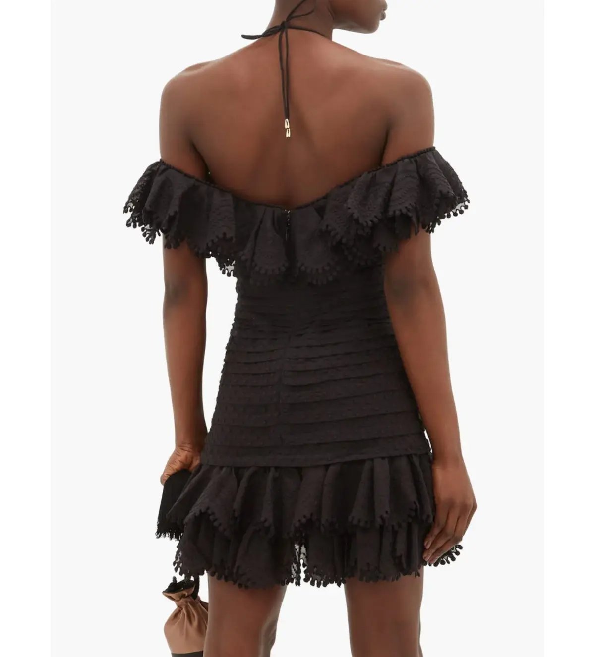 Zimmerman Super Eight Ruffled Pintucked Mini Dress Black Size 0 AU 8 photo 3