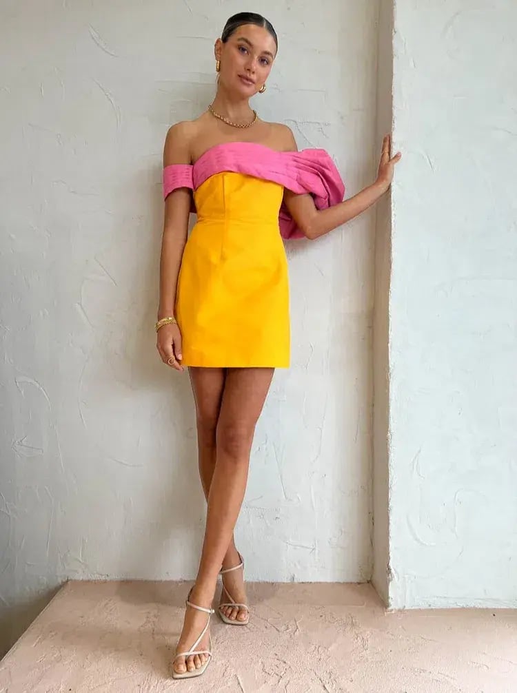 Rachel Gilbert Manuela Mini Dress Saffron & Yellow Size 3 / AU 12 photo 3