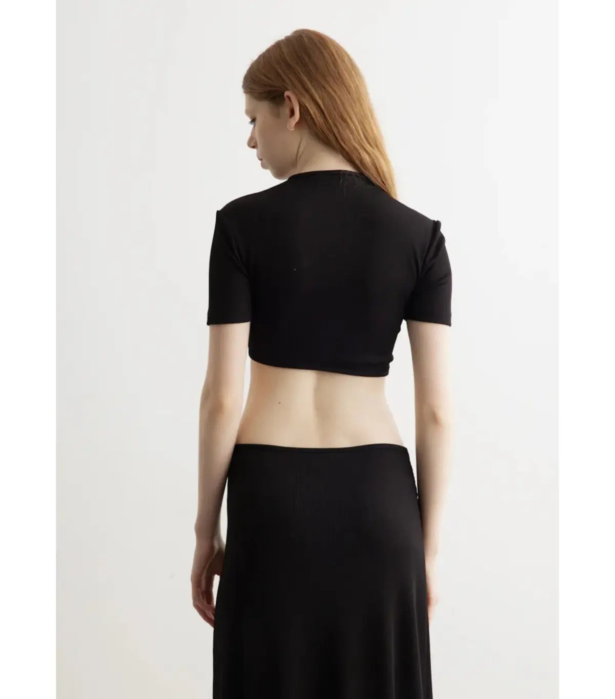 Christopher Esber Moodstone Ruched Crop T-Shirt and Maxi Skirt Black Size AU 8 photo 5