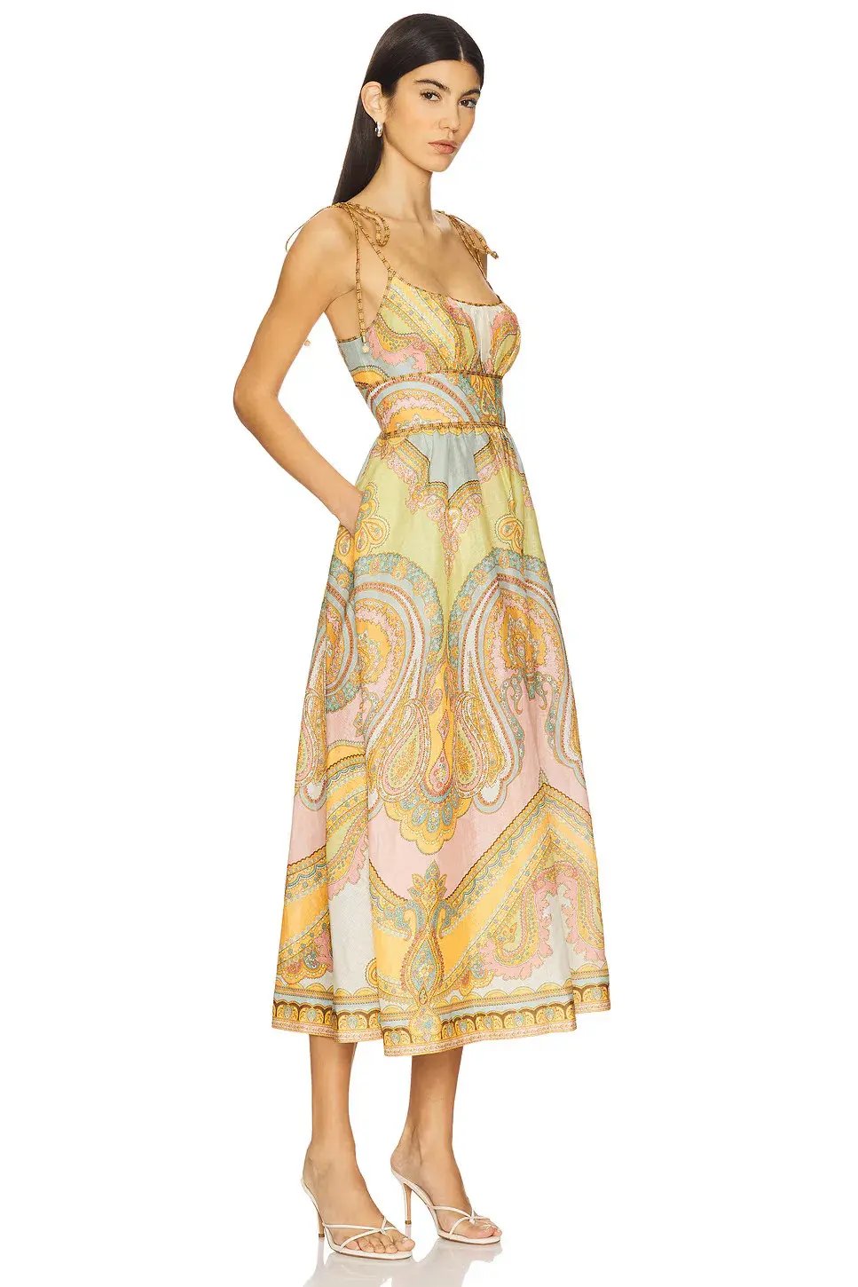 Zimmermann Maxine Picnic Midi Dress Gold Paisley Size 3 / AU 14 photo 2
