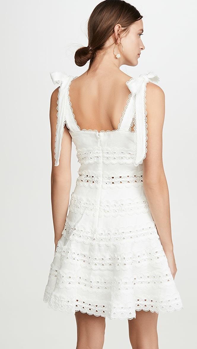 Zimmermann Kirra Tie Shoulder Mini Dress Ivory Size 1 / AU 10 photo 4