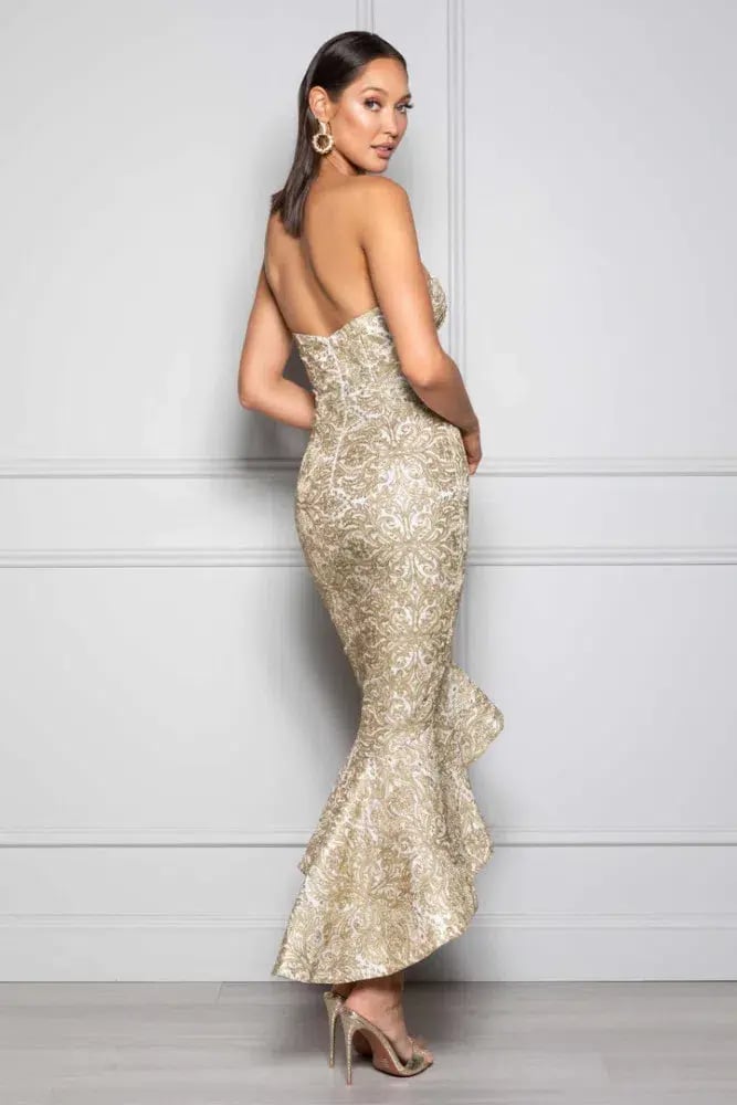 Elle Zeitoune Yasmin Midi Dress Gold Size 12 photo 2