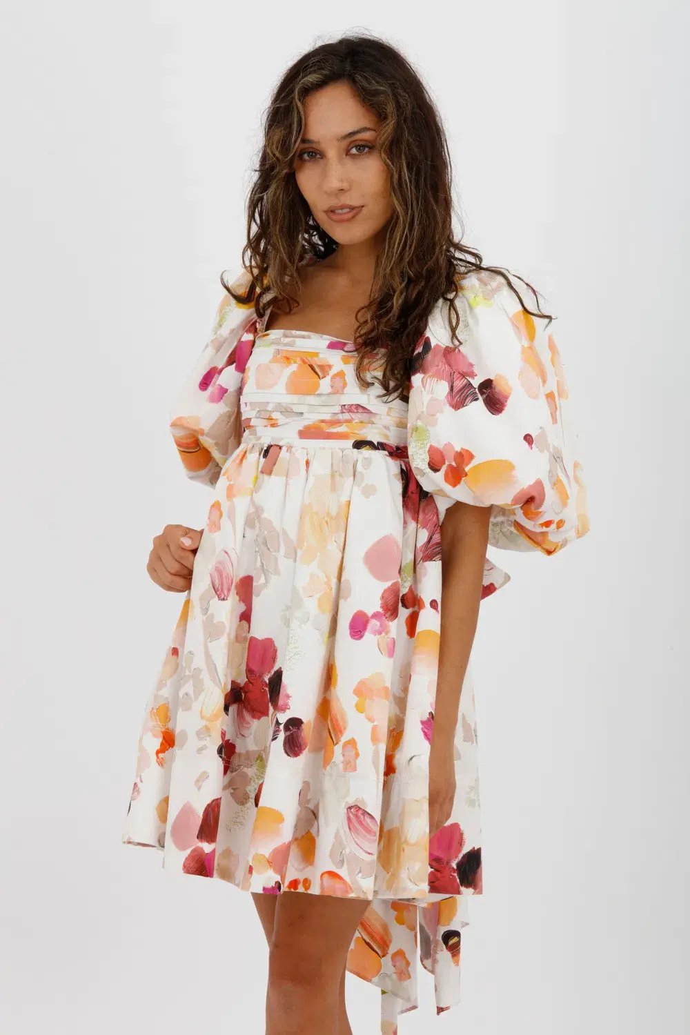 AJE Dassia Puff Sleeve Mini Dress Floral Print Size 10 photo 6