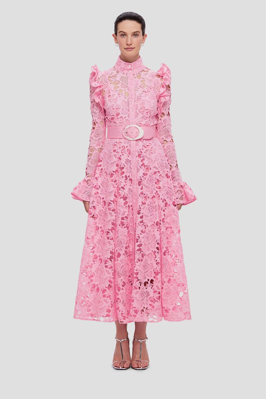 Leo Lin Aliyah Lace Butterfly Sleeve Midi Dress - Candy Pink photo 2