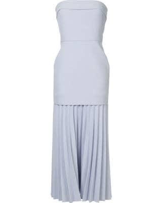 LINEAR CREPE PLEAT STRAPLESS DRESS photo 2