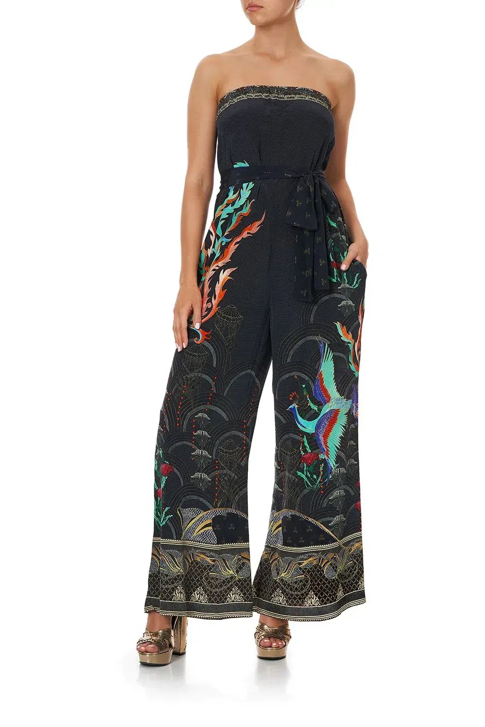 Camilla Wise Wings Tie Waist Strapless Jumpsuit Size S photo 4