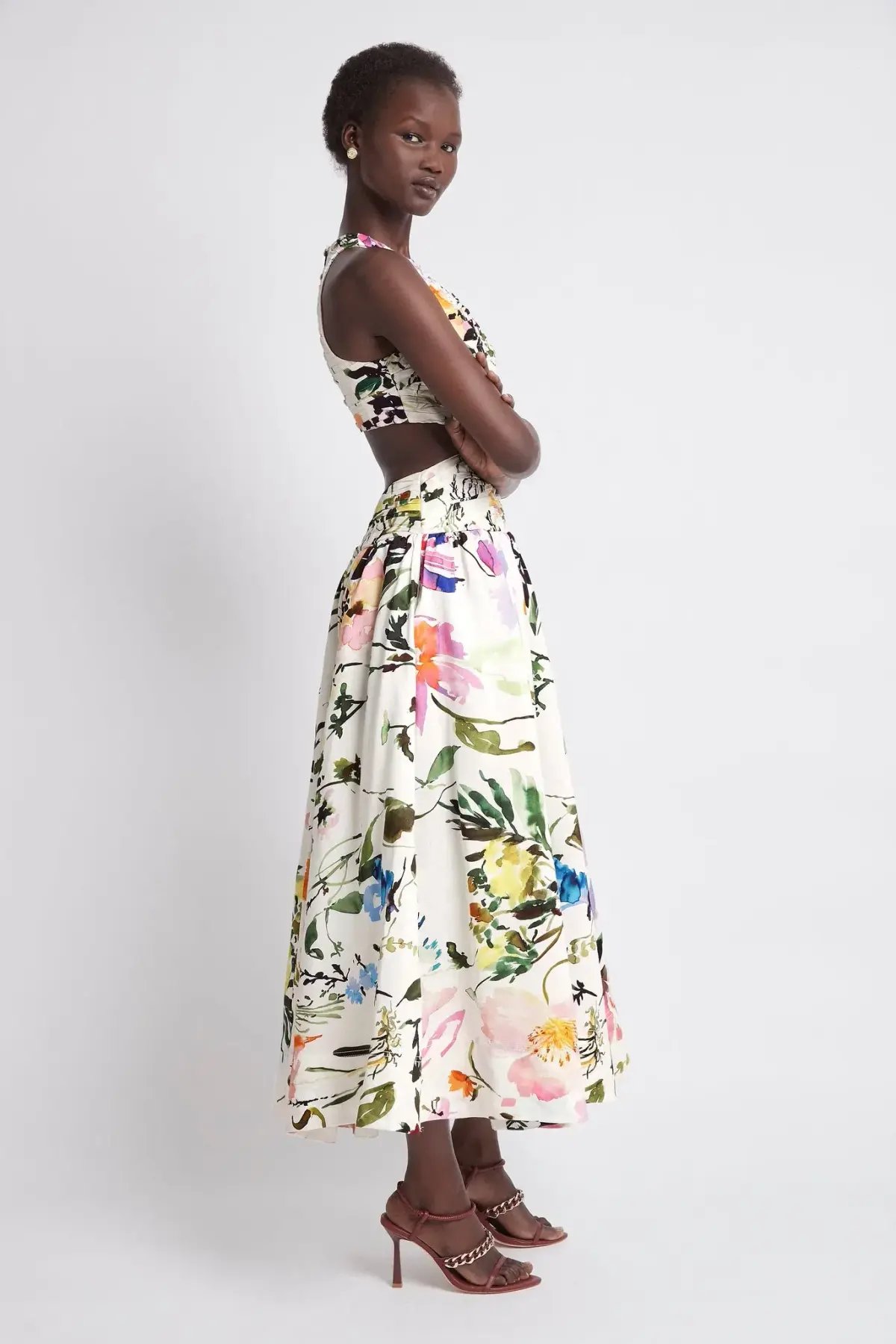 Aje Introspect Cut Out Midi Dress in Botanic Floral Print AU10 photo 5