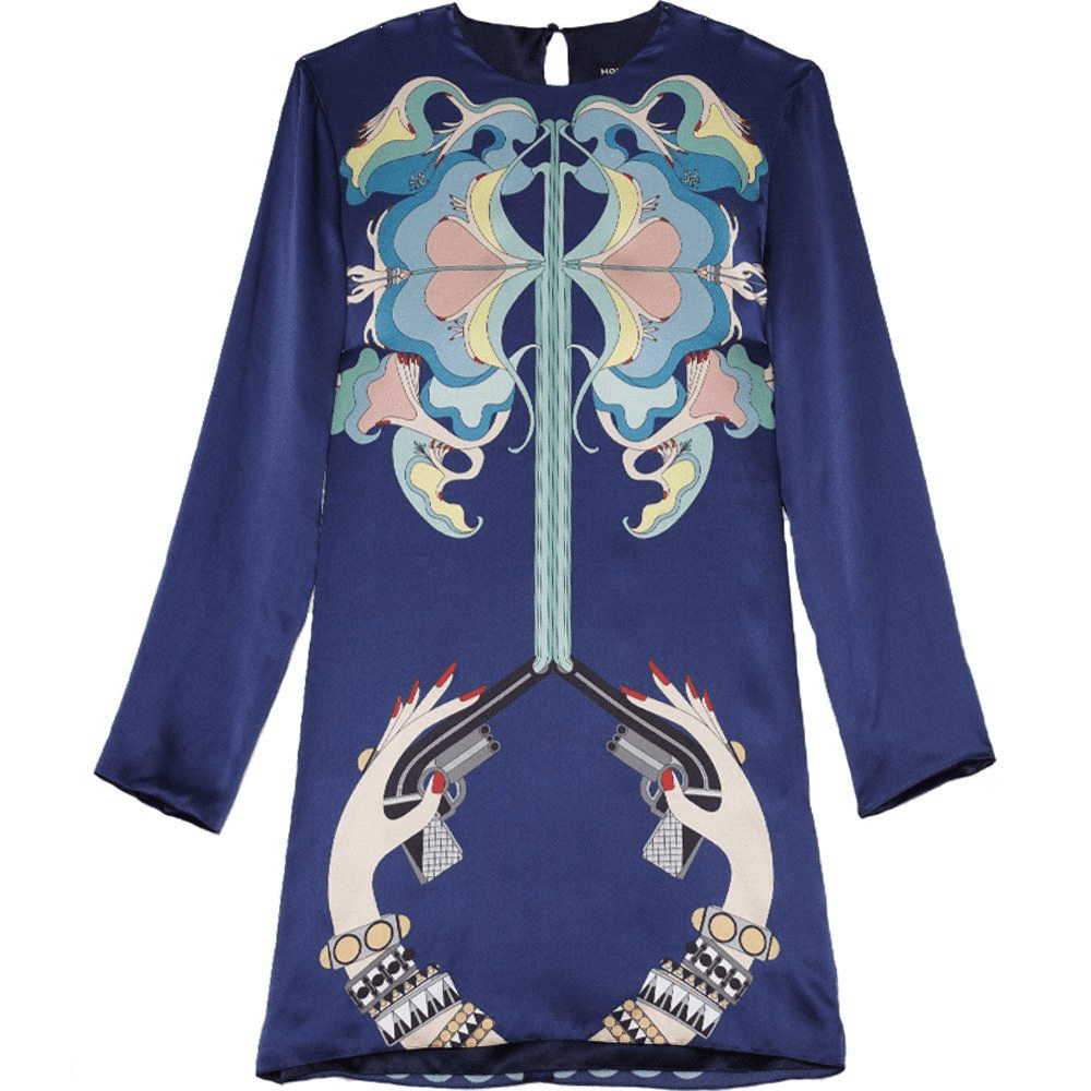 Holly Fulton Hand Gun Silk Dress Navy Size 8 photo 2