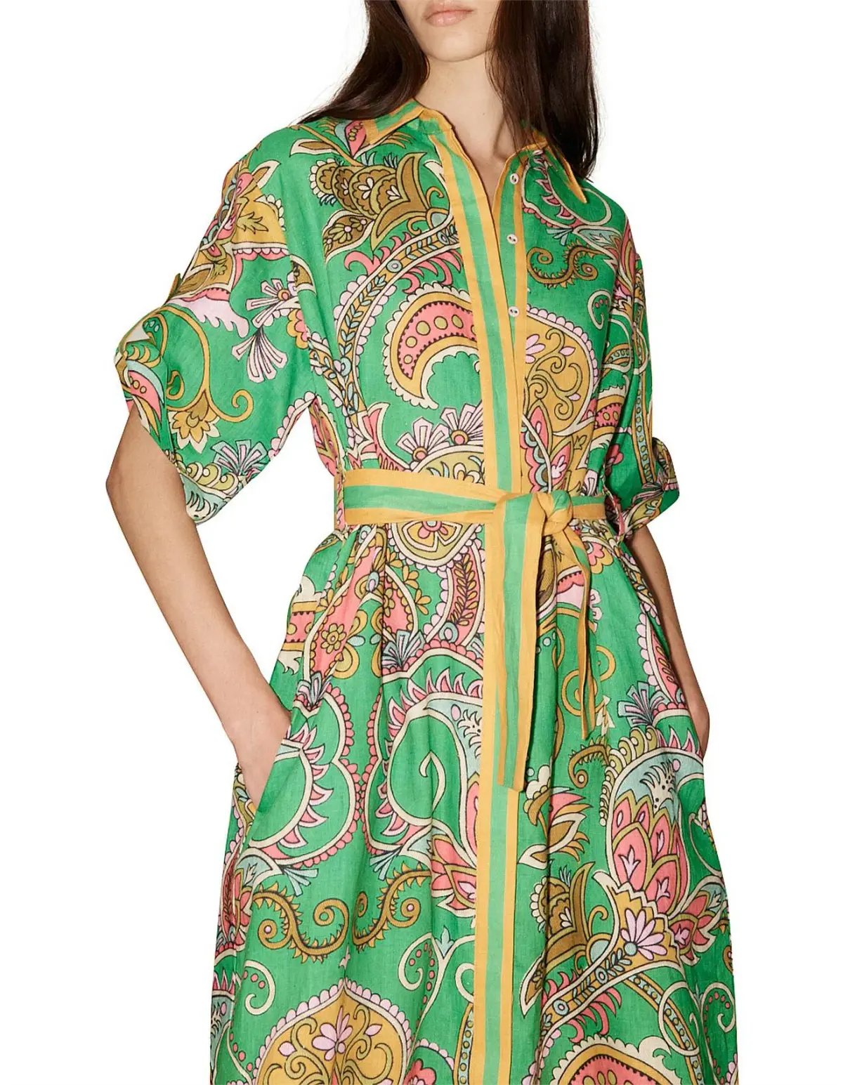 Alemais Marion Shirtdress Green Print Size 14 photo 2