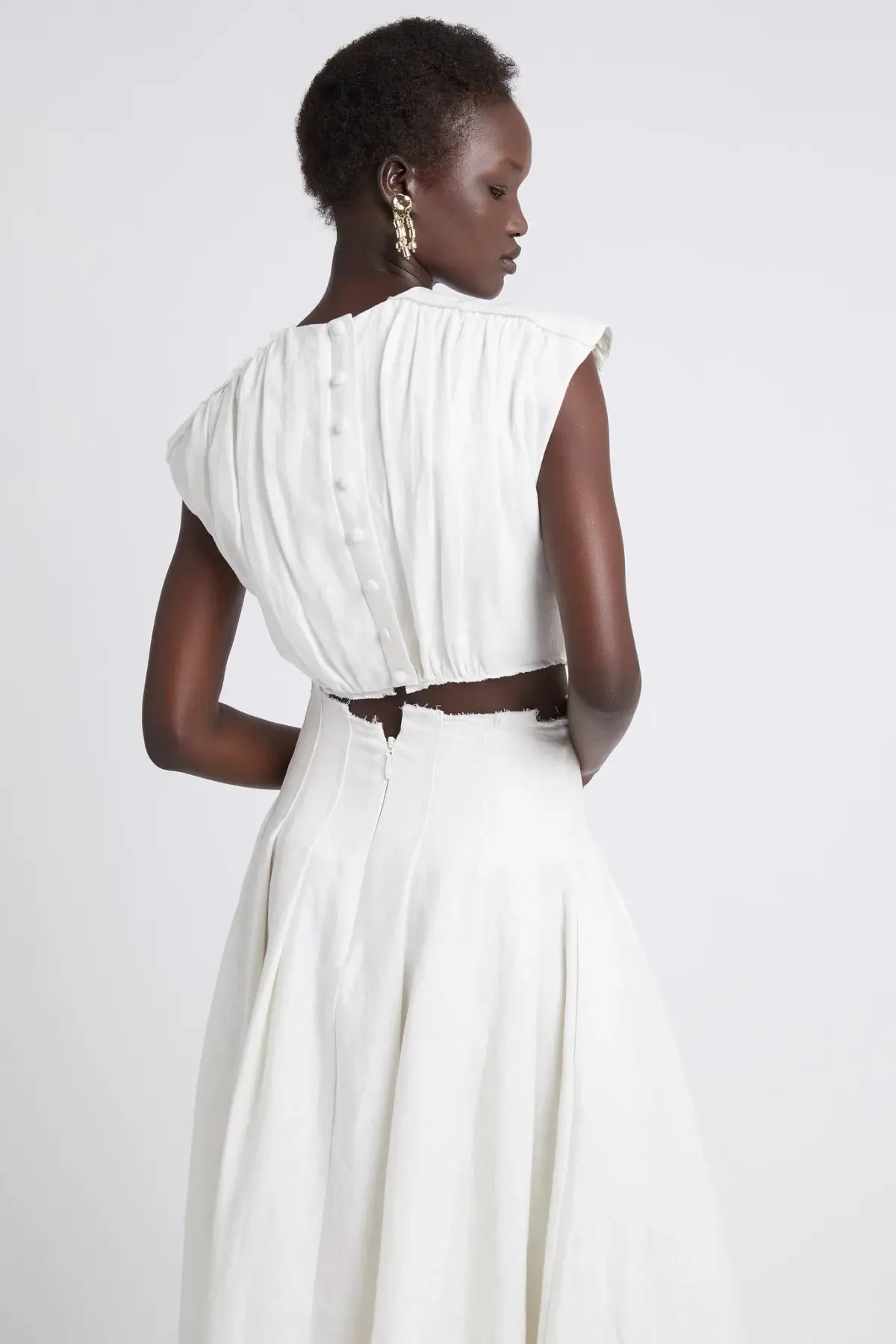 Aje Byblos Ring Cropped Top and Apres Midi Skirt Set Ivory Size 10 photo 3