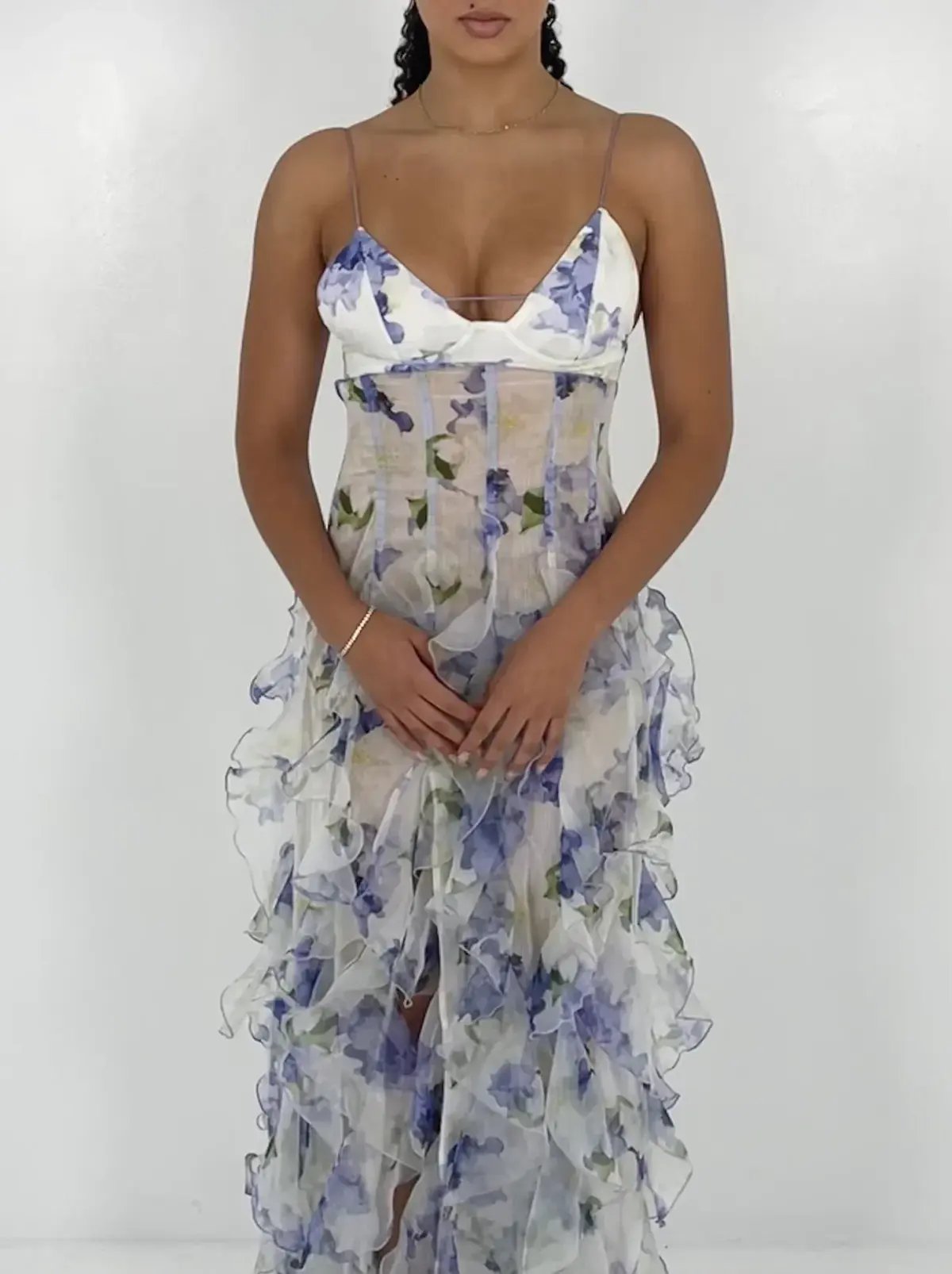 Menti Iris Flower Maxi Dress Blue Roses Size XS / AU 6 photo 2