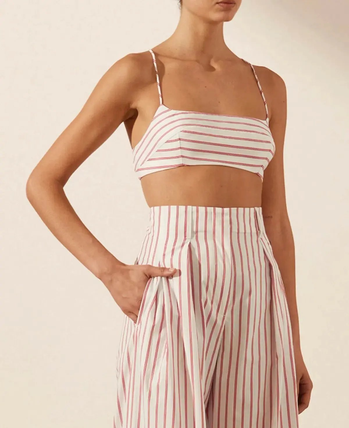 Shona Joy Tie Back Bralette & High Waist Pants Set Ribiero Size 6 photo 2