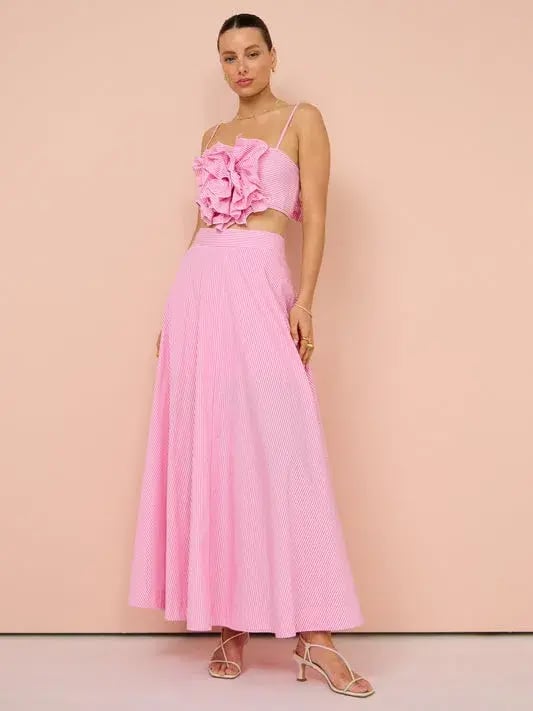 Aston Studio Eliza Skirt Pink Stripe Size 12 photo 2
